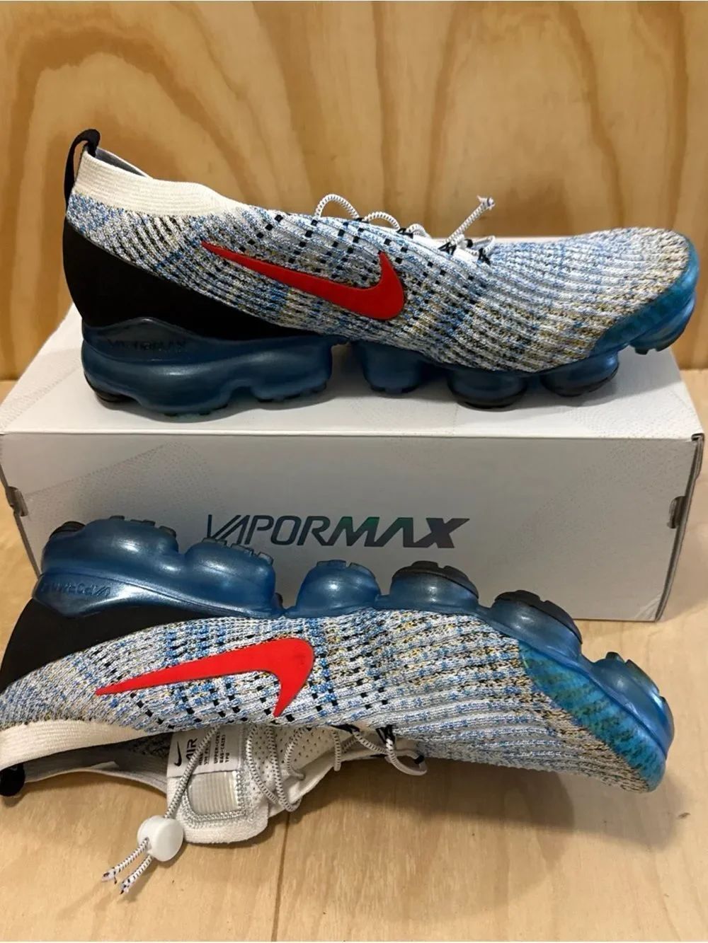 Nike Air VaporMax Flyknit 3 Photo Blue Club Gold AJ6900-104 Mens 12 With Box